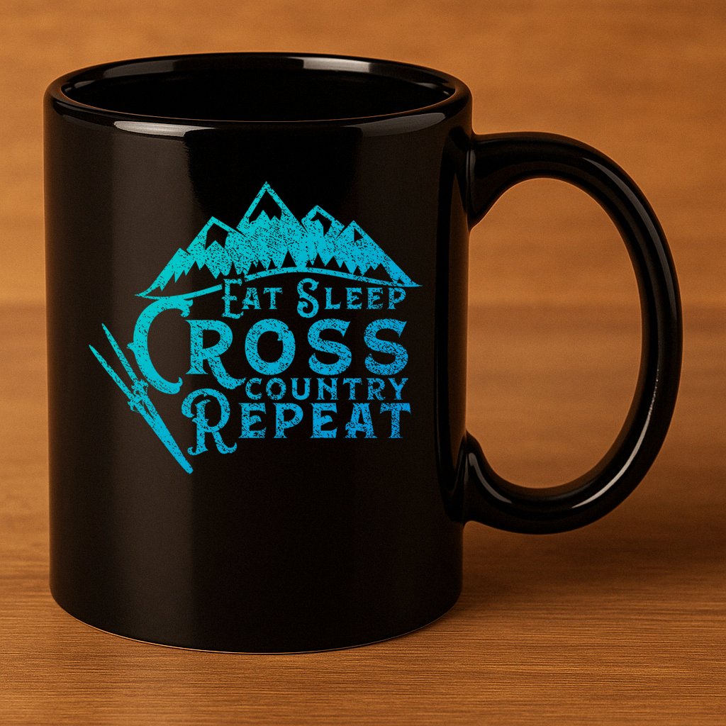 Eat Sleep Cross Country Repeat Xc Skiing CrossCountry Ski Gift 11oz C Handle Ceramic Mug