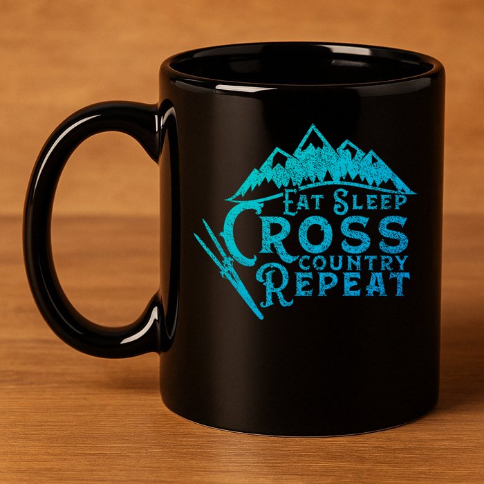 Eat Sleep Cross Country Repeat Xc Skiing CrossCountry Ski Gift 11oz C Handle Ceramic Mug