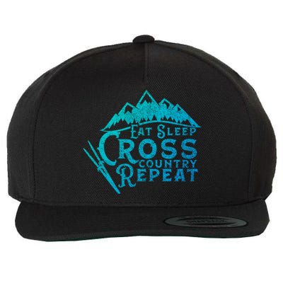 Eat Sleep Cross Country Repeat Xc Skiing CrossCountry Ski Gift Wool Snapback Cap