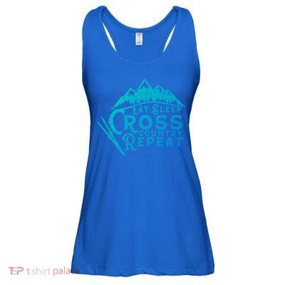 Eat Sleep Cross Country Repeat Xc Skiing CrossCountry Ski Gift Ladies Essential Flowy Tank