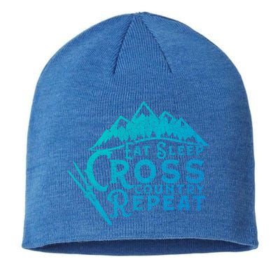 Eat Sleep Cross Country Repeat Xc Skiing CrossCountry Ski Gift Sustainable Beanie