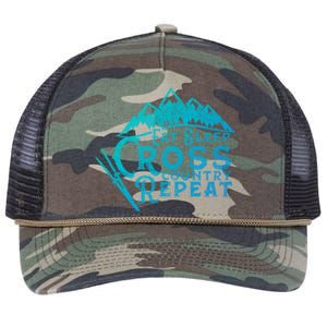 Eat Sleep Cross Country Repeat Xc Skiing CrossCountry Ski Gift Retro Rope Trucker Hat Cap