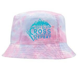 Eat Sleep Cross Country Repeat Xc Skiing CrossCountry Ski Gift Tie-Dyed Bucket Hat