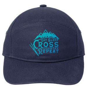 Eat Sleep Cross Country Repeat Xc Skiing CrossCountry Ski Gift 7-Panel Snapback Hat