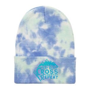 Eat Sleep Cross Country Repeat Xc Skiing CrossCountry Ski Gift Tie Dye 12in Knit Beanie