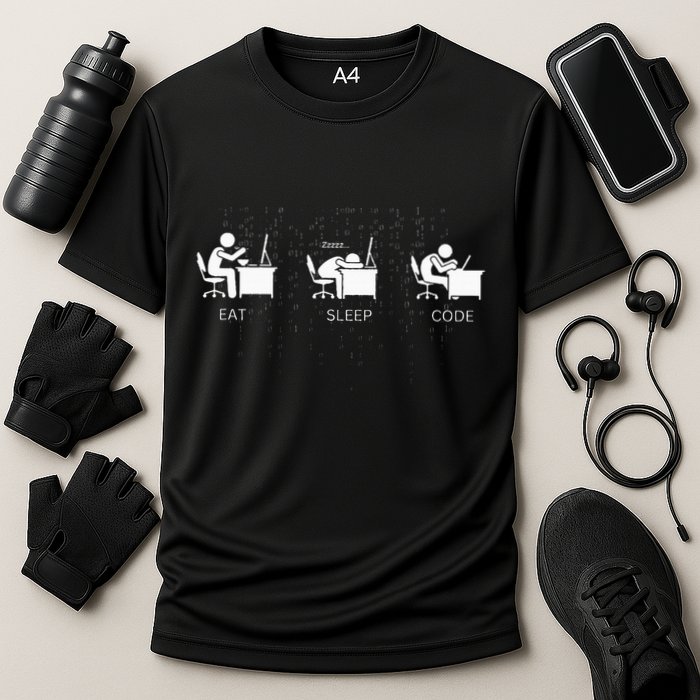 Eat Sleep Code Programmers Design Cooling Performance Crew T-Shirt