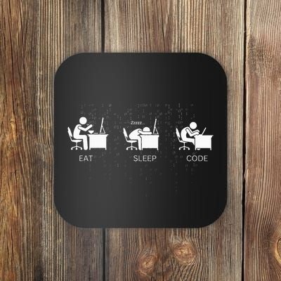 Eat Sleep Code Programmers Design Coaster