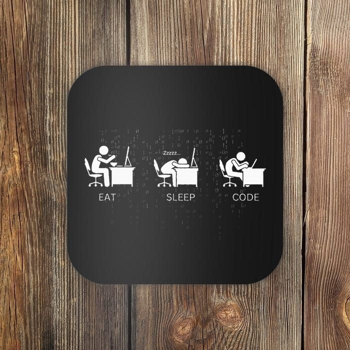 Eat Sleep Code Programmers Design Coaster