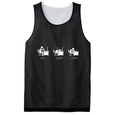 Eat Sleep Code Programmers Design Mesh Reversible Basketball Jersey Tank