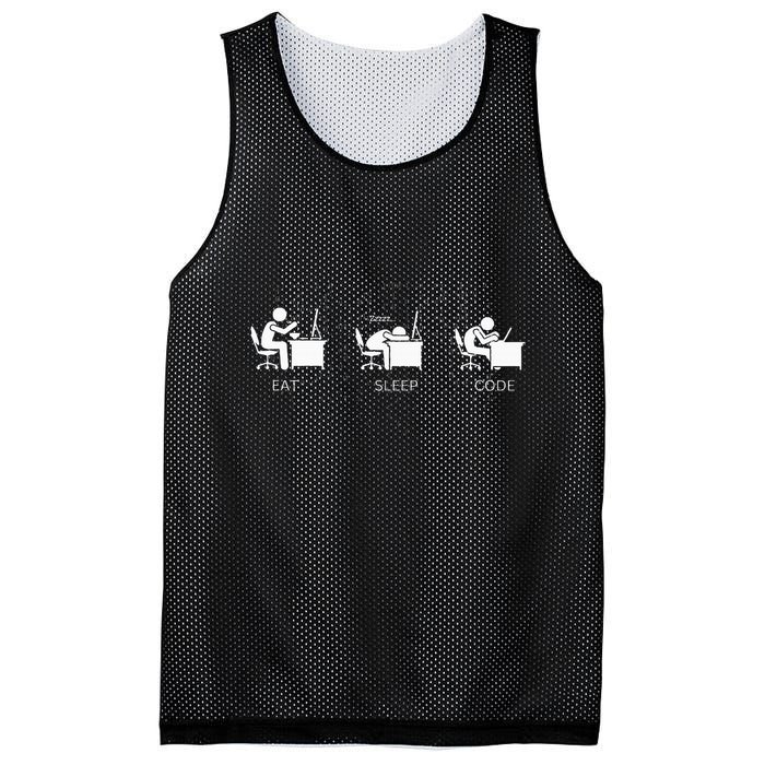 Eat Sleep Code Programmers Design Mesh Reversible Basketball Jersey Tank