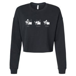 Eat Sleep Code Programmers Design Cropped Pullover Crew