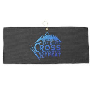 Eat Sleep Cross Country Repeat Xc Skiing CrossCountry Ski Gift Large Microfiber Waffle Golf Towel