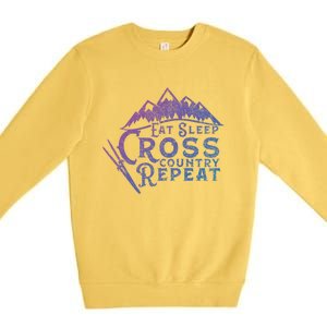 Eat Sleep Cross Country Repeat Xc Skiing CrossCountry Ski Gift Premium Crewneck Sweatshirt