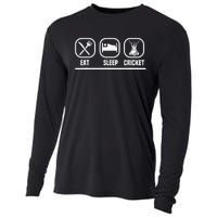 Eat Sleep Cricket Repeat Vintage Style Cricket Coach Player Cooling Performance Long Sleeve Crew