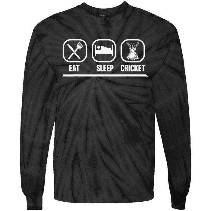 Eat Sleep Cricket Repeat Vintage Style Cricket Coach Player Tie-Dye Long Sleeve Shirt