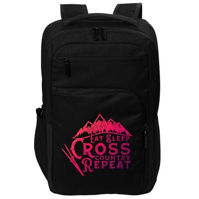Eat Sleep Cross Country Repeat Xc Skiing CrossCountry Ski Gift Impact Tech Backpack