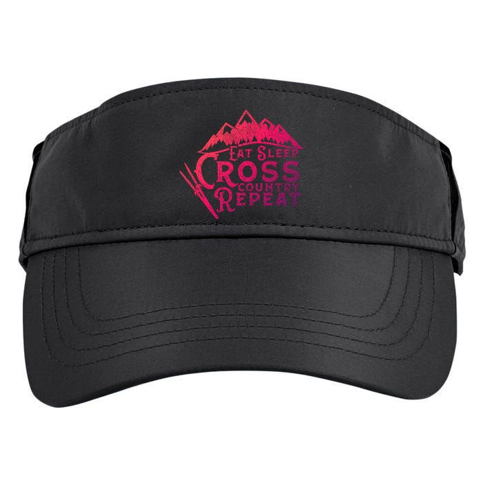 Eat Sleep Cross Country Repeat Xc Skiing CrossCountry Ski Gift Adult Drive Performance Visor
