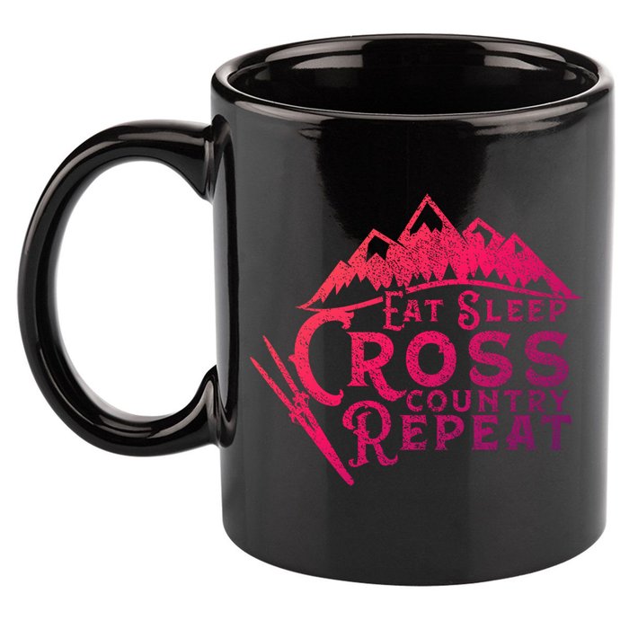 Eat Sleep Cross Country Repeat Xc Skiing CrossCountry Ski Gift 11oz C Handle Ceramic Mug