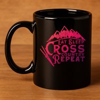Eat Sleep Cross Country Repeat Xc Skiing CrossCountry Ski Gift 11oz C Handle Ceramic Mug