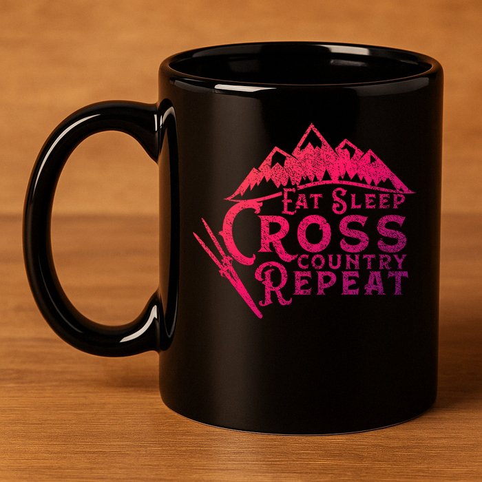 Eat Sleep Cross Country Repeat Xc Skiing CrossCountry Ski Gift 11oz C Handle Ceramic Mug