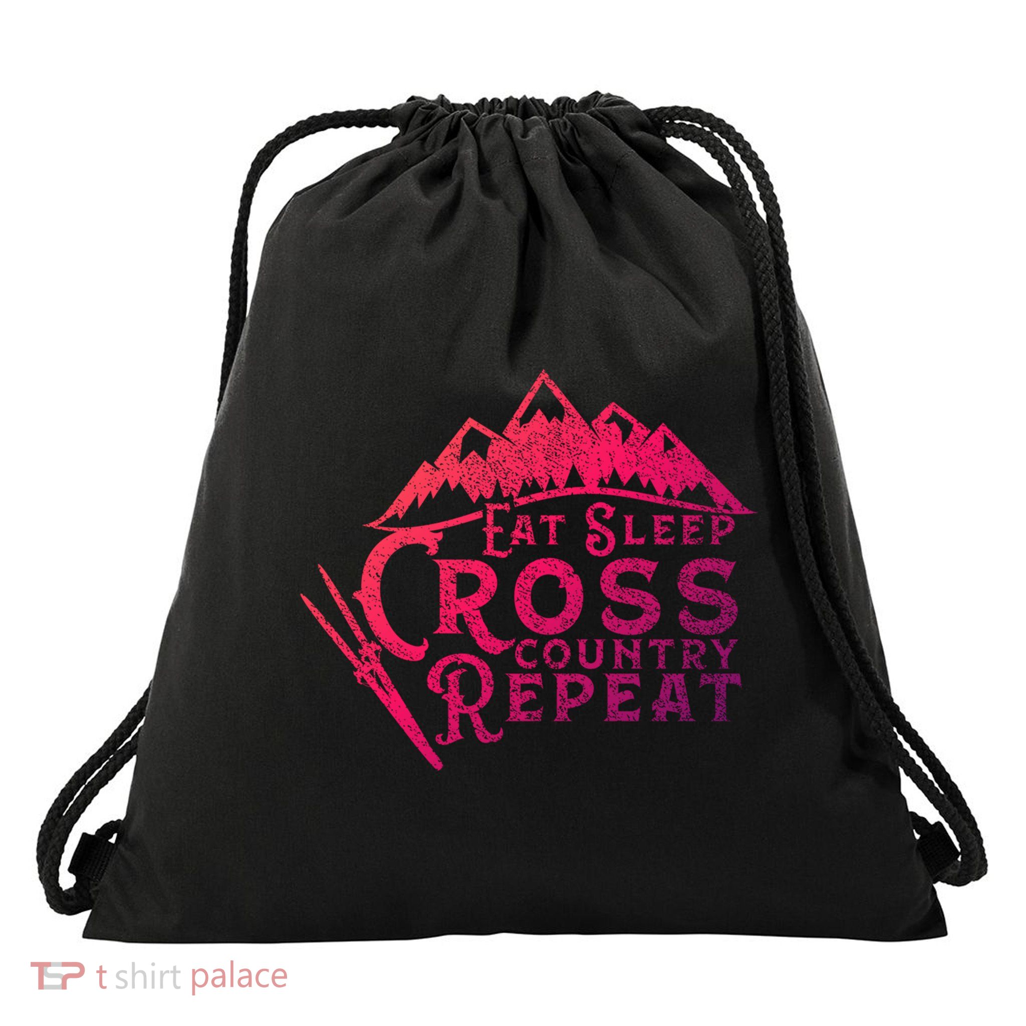 Eat Sleep Cross Country Repeat Xc Skiing CrossCountry Ski Gift Drawstring Bag