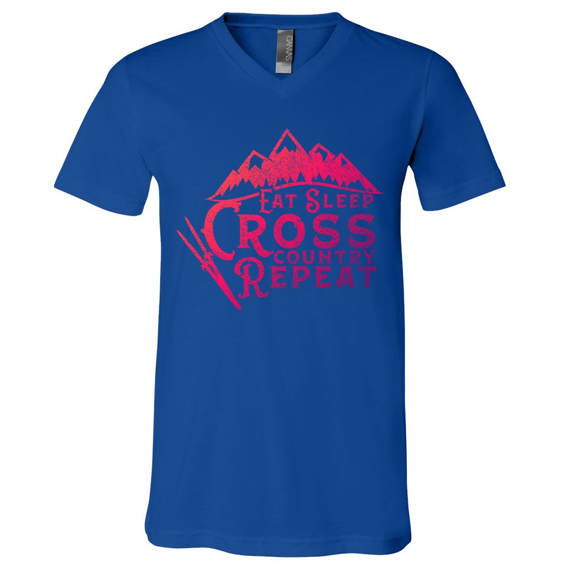Eat Sleep Cross Country Repeat Xc Skiing CrossCountry Ski Gift V-Neck T-Shirt