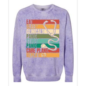 Eat Sleep Clinicals Panic Care Plans Nursing Cna Nurse Meaningful Gift Colorblast Crewneck Sweatshirt