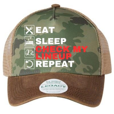 Eat Sleep Check My Lineup Repeat Fantasy Football Design Fantasy Football Guru Legacy Tie Dye Trucker Hat