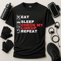 Eat Sleep Check My Lineup Repeat Fantasy Football Design Fantasy Football Guru Cooling Performance Crew T-Shirt