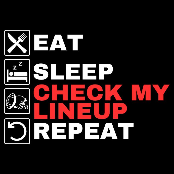 Eat Sleep Check My Lineup Repeat Fantasy Football Design Fantasy Football Guru Cooling Performance Crew T-Shirt