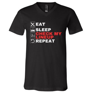 Eat Sleep Check My Lineup Repeat Fantasy Football Design Fantasy Football Guru V-Neck T-Shirt