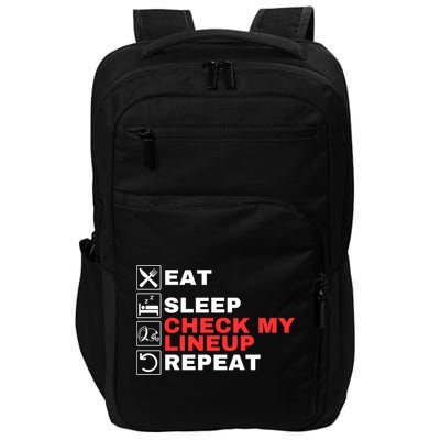 Eat Sleep Check My Lineup Repeat Fantasy Football Design Fantasy Football Guru Impact Tech Backpack