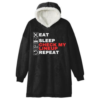 Eat Sleep Check My Lineup Repeat Fantasy Football Design Fantasy Football Guru Hooded Wearable Blanket