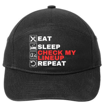 Eat Sleep Check My Lineup Repeat Fantasy Football Design Fantasy Football Guru 7-Panel Snapback Hat