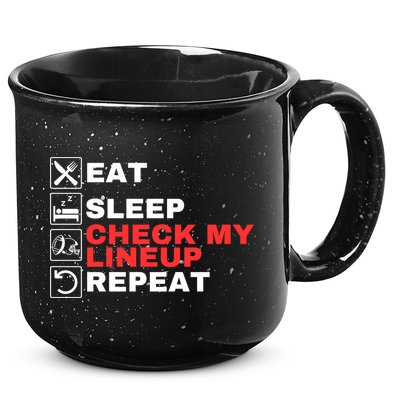 Eat Sleep Check My Lineup Repeat Fantasy Football Design Fantasy Football Guru 15oz Campfire Ceramic Mug
