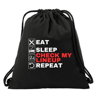 Eat Sleep Check My Lineup Repeat Fantasy Football Design Fantasy Football Guru Drawstring Bag