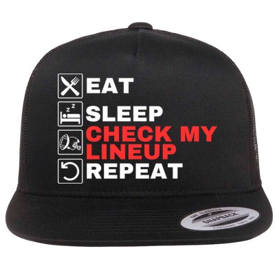 Eat Sleep Check My Lineup Repeat Fantasy Football Design Fantasy Football Guru Flatbill Hat