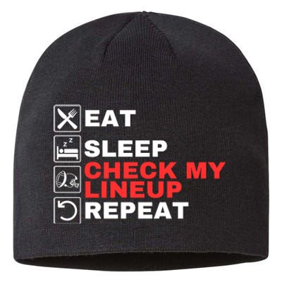 Eat Sleep Check My Lineup Repeat Fantasy Football Design Fantasy Football Guru Sustainable Beanie