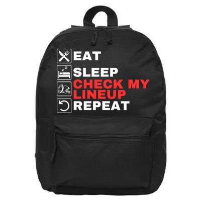 Eat Sleep Check My Lineup Repeat Fantasy Football Design Fantasy Football Guru 16 in Basic Backpack