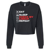 Eat Sleep Check My Lineup Repeat Fantasy Football Design Fantasy Football Guru Cropped Pullover Crew