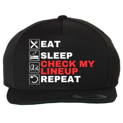Eat Sleep Check My Lineup Repeat Fantasy Football Design Fantasy Football Guru Wool Snapback Cap