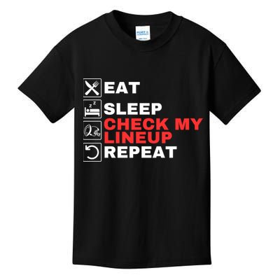 Eat Sleep Check My Lineup Repeat Fantasy Football Design Fantasy Football Guru Kids T-Shirt