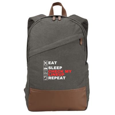 Eat Sleep Check My Lineup Repeat Fantasy Football Design Fantasy Football Guru Cotton Canvas Backpack