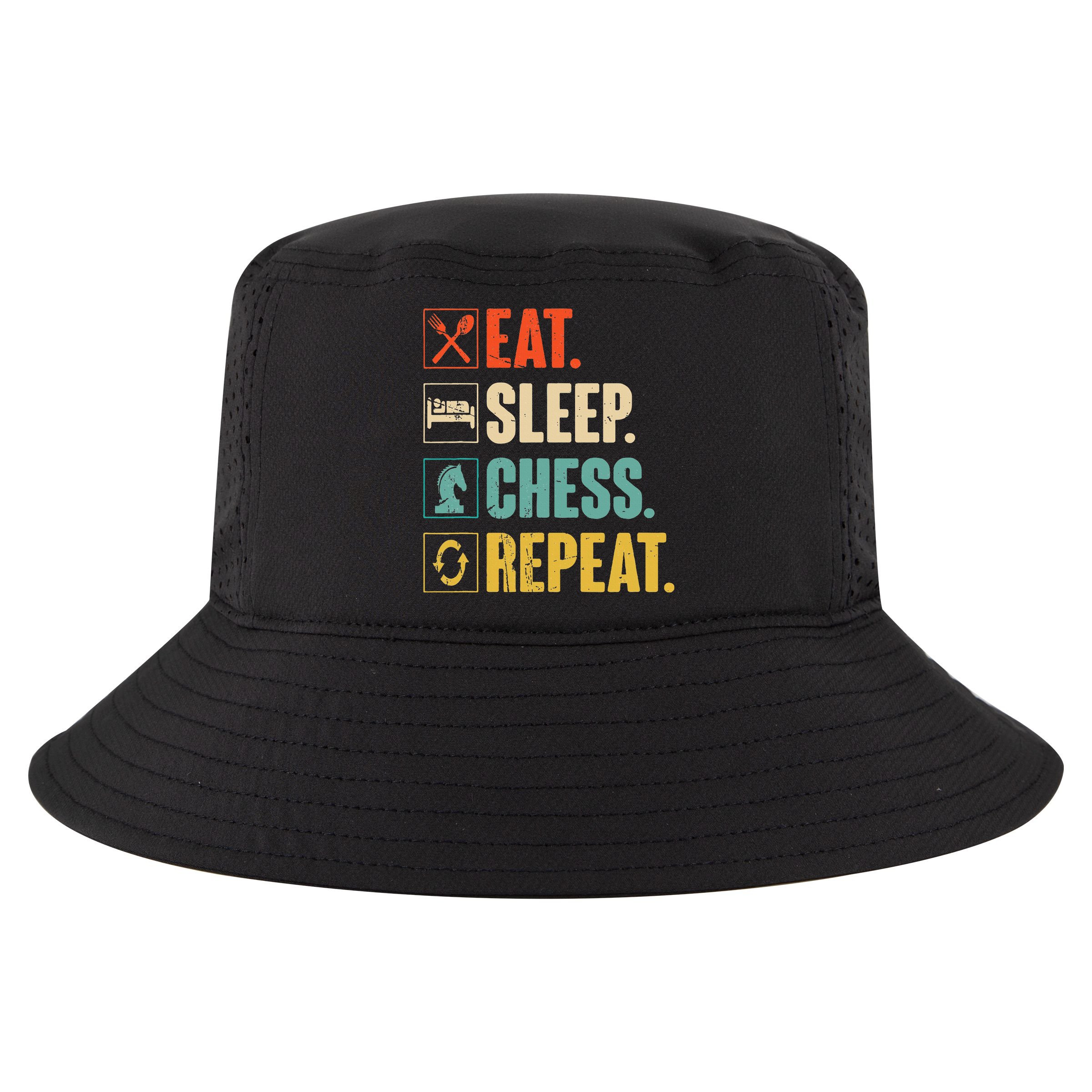 Eat Sleep Chess Repeat Funny Retro Vintage Chess Gift Cool Comfort Performance Bucket Hat