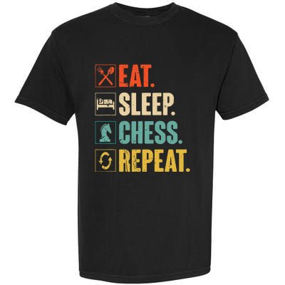 Eat Sleep Chess Repeat Funny Retro Vintage Chess Gift Garment-Dyed Heavyweight T-Shirt