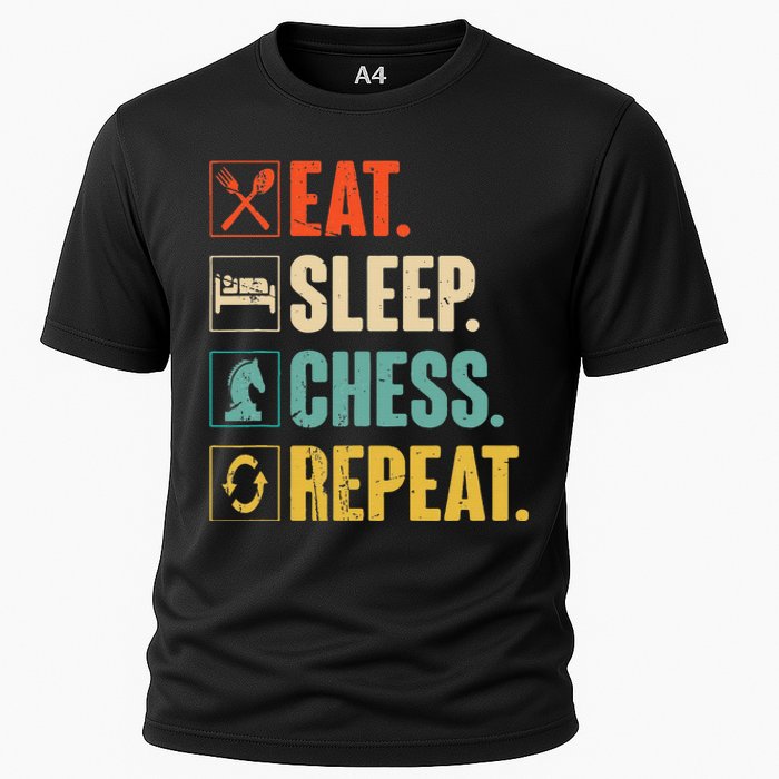 Eat Sleep Chess Repeat Funny Retro Vintage Chess Gift Cooling Performance Crew T-Shirt