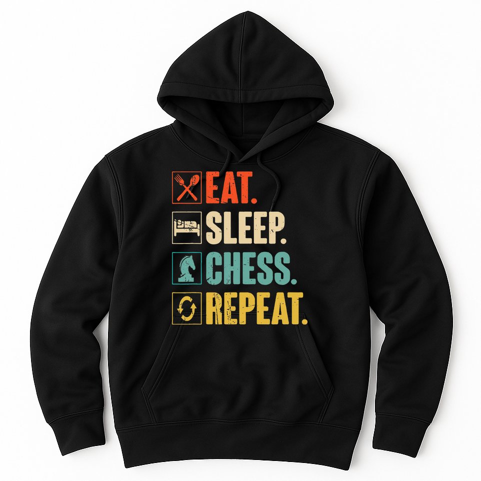 Eat Sleep Chess Repeat Funny Retro Vintage Chess Gift Hoodie