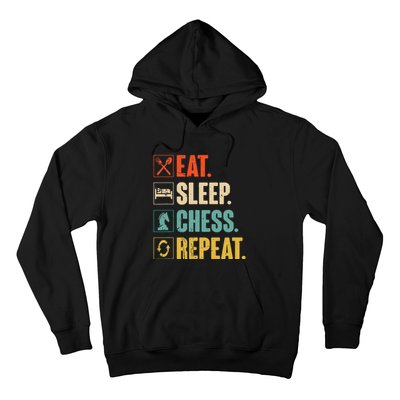 Eat Sleep Chess Repeat Funny Retro Vintage Chess Gift Hoodie