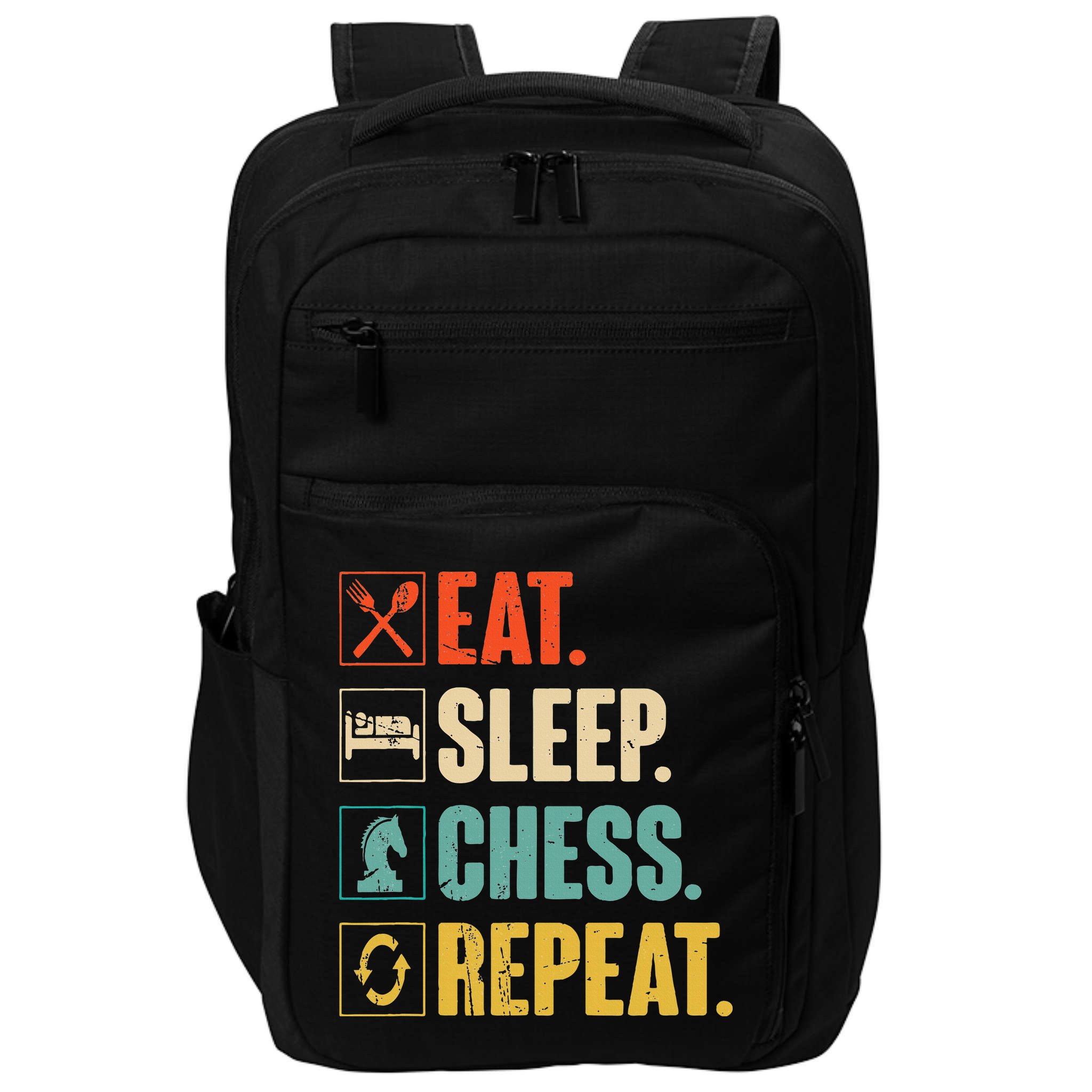 Eat Sleep Chess Repeat Funny Retro Vintage Chess Gift Impact Tech Backpack