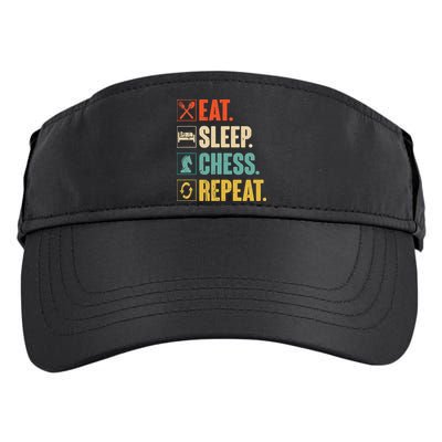 Eat Sleep Chess Repeat Funny Retro Vintage Chess Gift Adult Drive Performance Visor